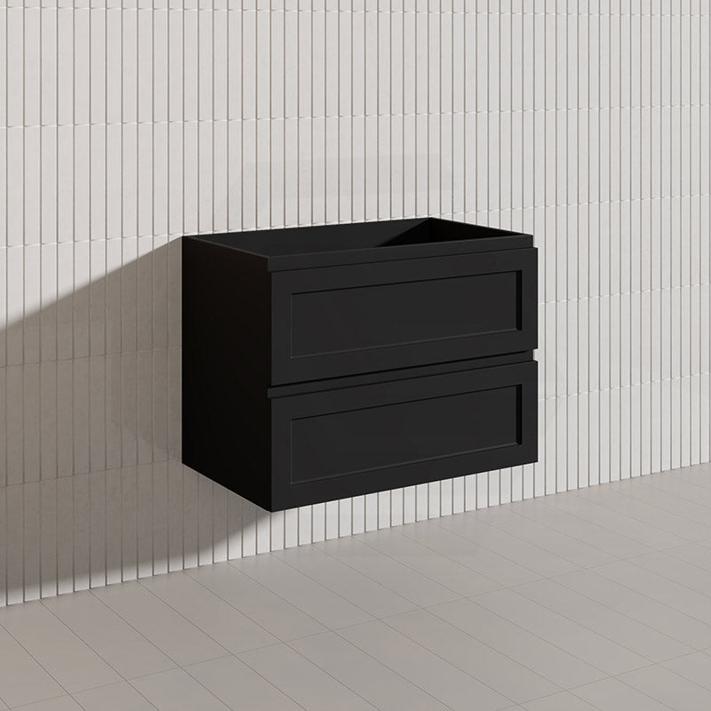 600-1500mm Ceto Fremantle Bathroom Wall Hung PVC Vanity Matt Black Finish Ceramic/Poly Top Available
