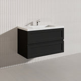 600-1500mm Ceto Fremantle Bathroom Wall Hung PVC Vanity Matt Black Finish Ceramic/Poly Top Available