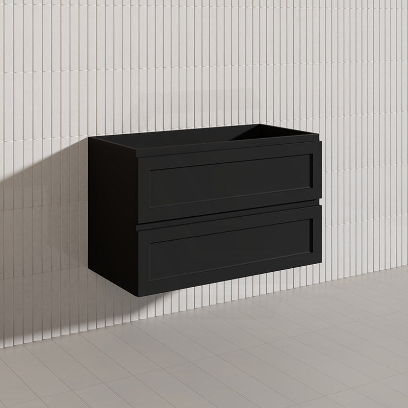 600-1500mm Ceto Fremantle Bathroom Wall Hung PVC Vanity Matt Black Finish Ceramic/Poly Top Available