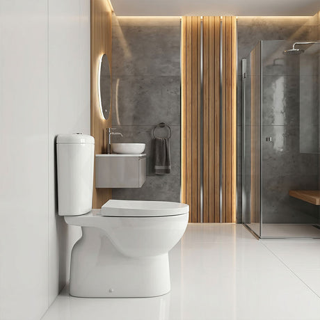Zion Toilet Suite with Close Coupled for bathroom S-TRAP ONLY 630x350x805mm - Gloss White