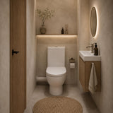 Right or Left Hand Skew Trap Toilet Suite Box Rim Ceramic Back Left and Right Bottom Inlet 665x375x830mm - Gloss White