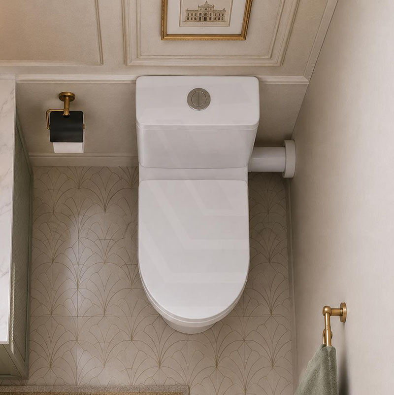 Right or Left Hand Skew Trap Toilet Suite Box Rim Ceramic Back Left and Right Bottom Inlet 665x375x830mm - Gloss White