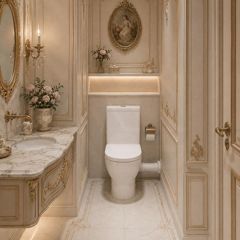 Right or Left Hand Skew Trap Toilet Suite Box Rim Ceramic Back Left and Right Bottom Inlet 665x375x830mm - Gloss White