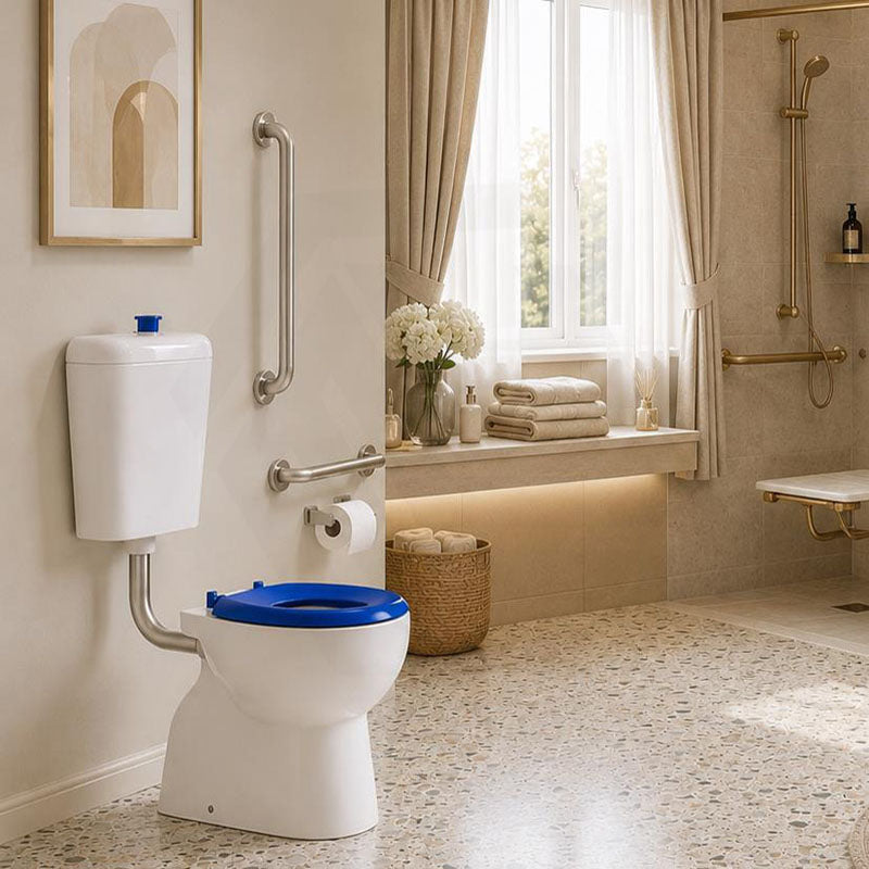 Special Care Connector Toilet Suite Disabled Box Rim Flushing Ceramic White Bottom inlet 805x350x1080mm - Gloss White