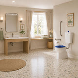 Special Care Connector Toilet Suite Disabled Box Rim Flushing Ceramic White Bottom inlet 805x350x1080mm - Gloss White
