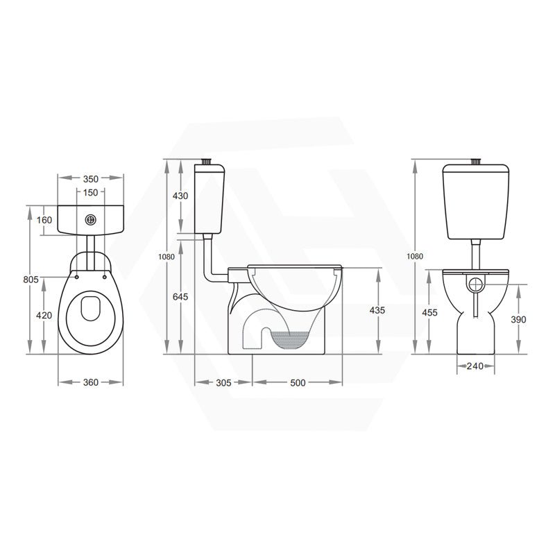 820X350X1180Mm Special Care Toilet Suite Disabled Box Rim Flushing Ceramic White Bottom Inlet