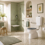 Special Care Connector Toilet Suite Disabled Box Rim Flushing Ceramic White Bottom inlet 805x350x1080mm - Gloss White