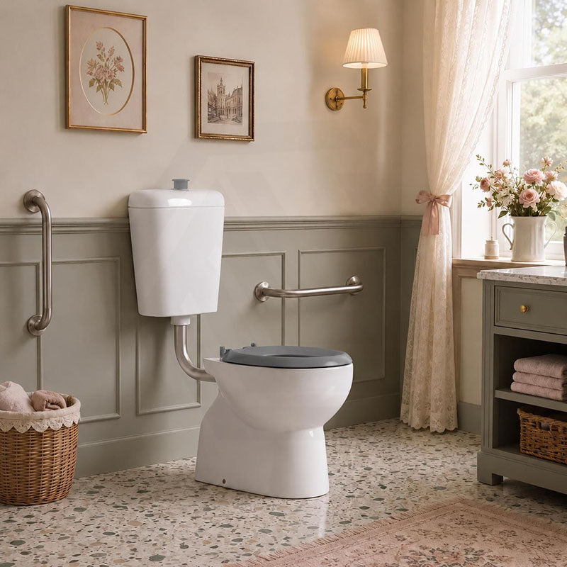 Special Care Connector Toilet Suite Disabled Box Rim Flushing Ceramic White Bottom inlet 805x350x1080mm - Gloss White