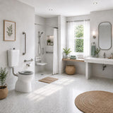 Special Care Connector Toilet Suite Disabled Box Rim Flushing Ceramic White Bottom inlet 805x350x1080mm - Gloss White