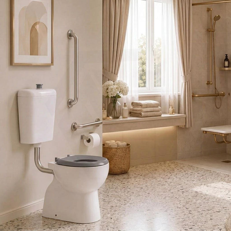 Special Care Connector Toilet Suite Disabled Box Rim Flushing Ceramic White Bottom inlet 805x350x1080mm - Gloss White