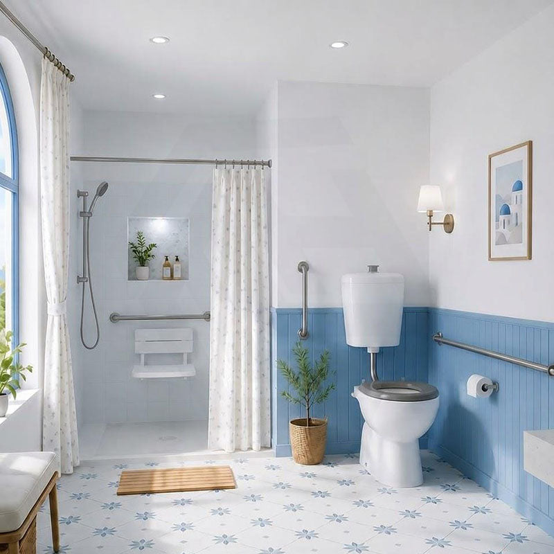 Special Care Connector Toilet Suite Disabled Box Rim Flushing Ceramic White Bottom inlet 805x350x1080mm - Gloss White