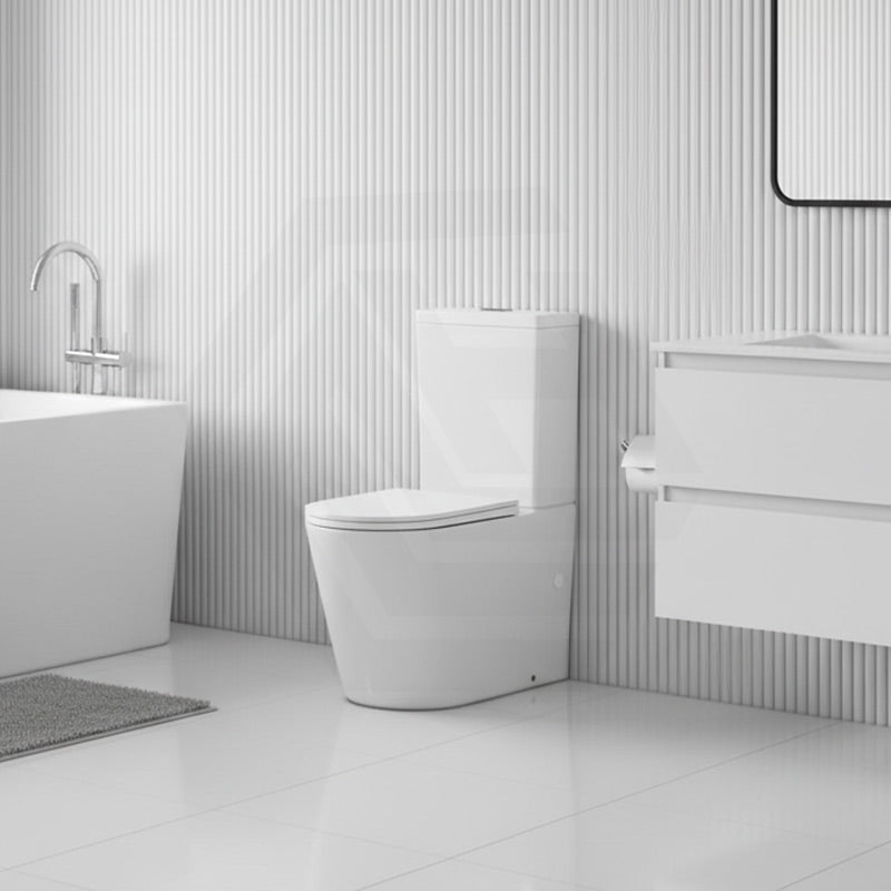 Vivid Tornado Silent Ceramic Back To Wall Toilet Suite Back/Left & Right Bottom Inlet 665x385x870mm - Gloss White