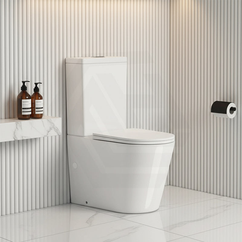 Vivid Tornado Silent Ceramic Back To Wall Toilet Suite Back/Left & Right Bottom Inlet 665x385x870mm - Gloss White