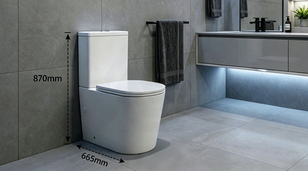 Vivid Tornado Silent Ceramic Back To Wall Toilet Suite Back/Left & Right Bottom Inlet 665x385x870mm - Gloss White
