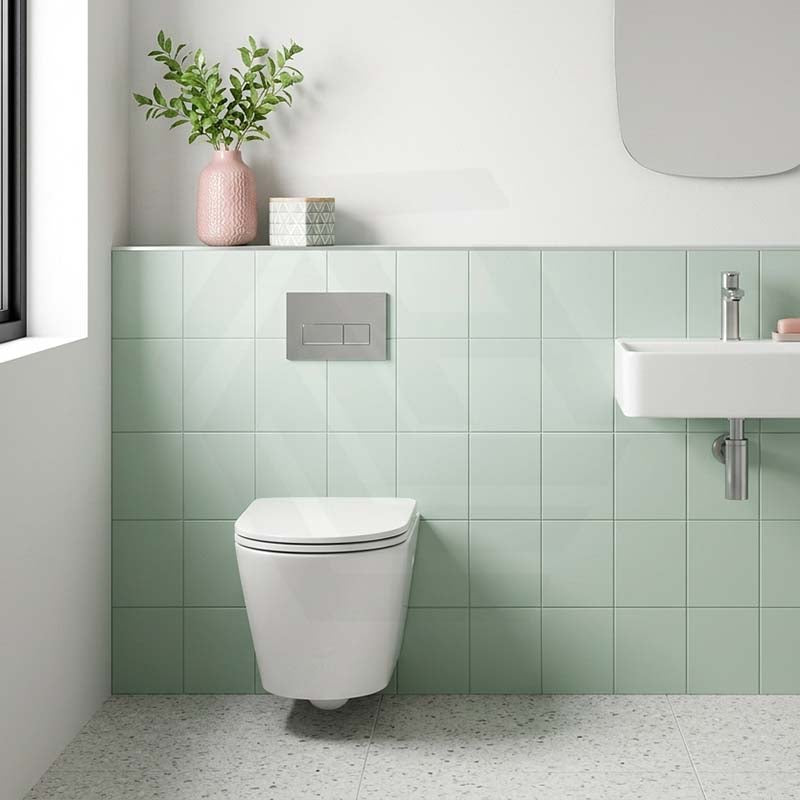 Avery Box Rim Wall Hung Toilet Pan Only Standard UF Seat Dual Flush 550x360x365mm - Gloss White