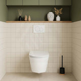 Avery Box Rim Wall Hung Toilet Pan Only Standard UF Seat Dual Flush 550x360x365mm - Gloss White