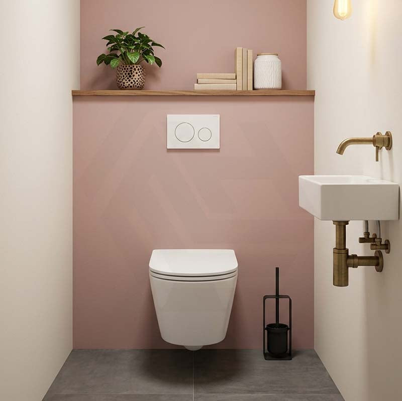 Avery Box Rim Wall Hung Toilet Pan Only Standard UF Seat Dual Flush 550x360x365mm - Gloss White