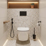 Avery Box Rim Wall Hung Toilet Pan Only Standard UF Seat Dual Flush 550x360x365mm - Gloss White
