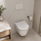 Avery Box Rim Wall Hung Toilet Pan Only Standard UF Seat Dual Flush 550x360x365mm - Gloss White