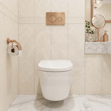 Avery Box Rim Wall Hung Toilet Pan Only Standard UF Seat Dual Flush 550x360x365mm - Gloss White