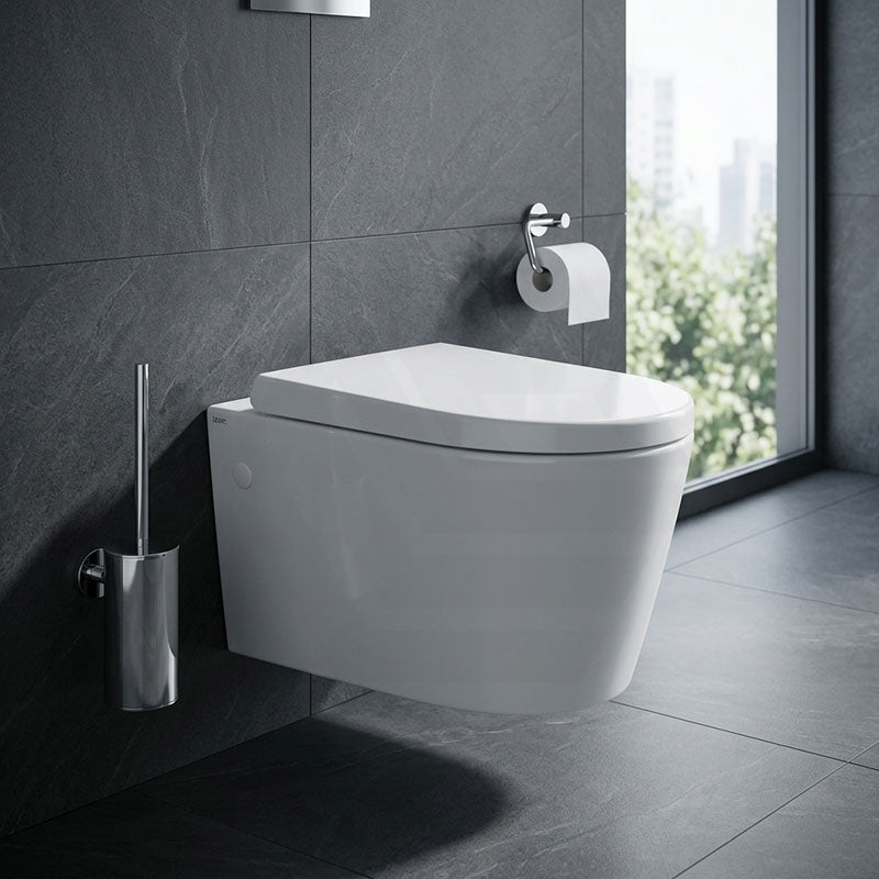 Avery Box Rim Wall Hung Toilet Pan Only Standard UF Seat Dual Flush 550x360x365mm - Gloss White