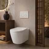 Avery Box Rim Wall Hung Toilet Pan Only Standard UF Seat Dual Flush 550x360x365mm - Gloss White