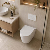 Avery Box Rim Wall Hung Toilet Pan Only Standard UF Seat Dual Flush 550x360x365mm - Gloss White
