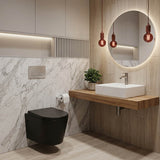 Avis Wall Hung Toilet Pan with Rimless Flush for Modern Bathroom 520x360x325mm - Matt Black / Gloss White