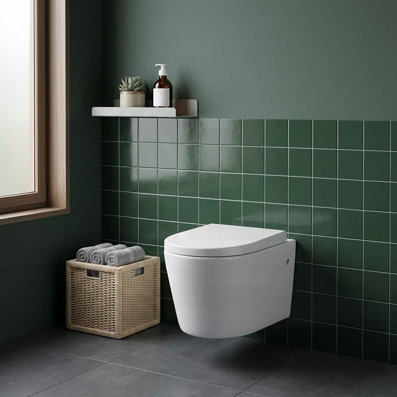 Avis Wall Hung Toilet Pan with Rimless Flush for Modern Bathroom 520x360x325mm - Matt Black / Gloss White