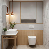 Avis Wall Hung Toilet Pan with Rimless Flush for Modern Bathroom 520x360x325mm - Matt Black / Gloss White