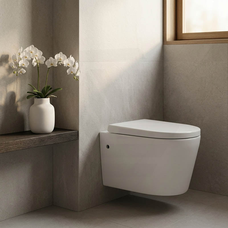 Avis Wall Hung Toilet Pan with Rimless Flush for Modern Bathroom 520x360x325mm - Matt Black / Gloss White