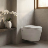 Avis Wall Hung Toilet Pan with Rimless Flush for Modern Bathroom 520x360x325mm - Matt Black / Gloss White