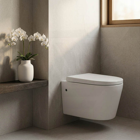 Avis Wall Hung Toilet Pan with Rimless Flush for Modern Bathroom 520x360x325mm - Matt Black / Gloss White