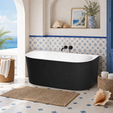 Elivia Back to Wall Bathtub NO Overflow 1400/1500/1700mm - Matt Black & White