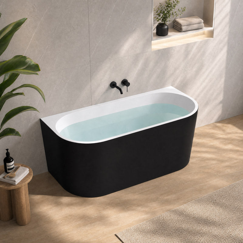 Elivia Back to Wall Bathtub NO Overflow 1400/1500/1700mm - Matt Black & White