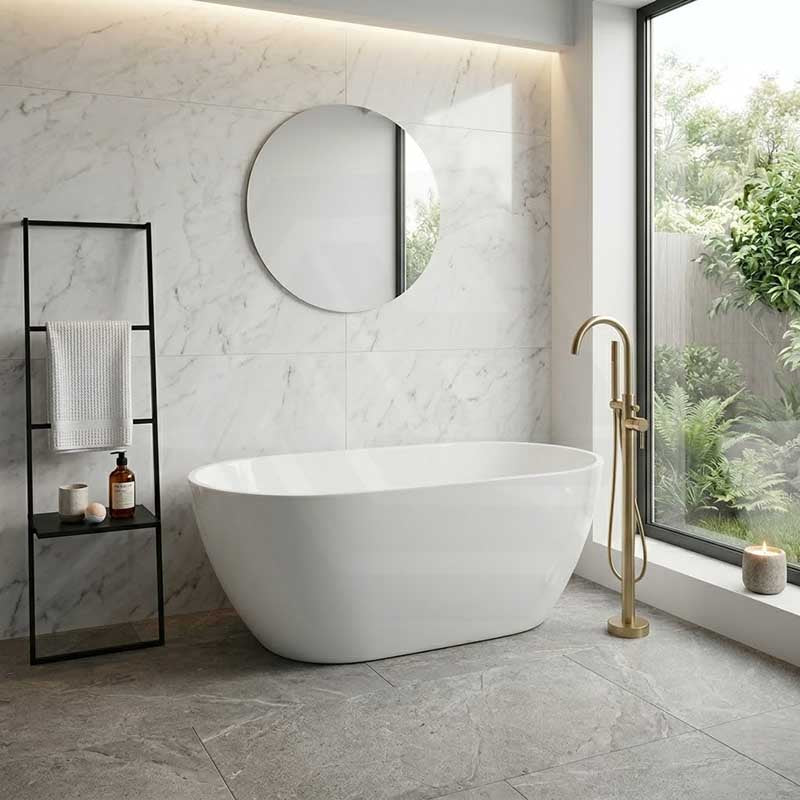 Stella Oval Bathtub Freestanding Acrylic NO Overflow 1500/1700mm - Variant Colour