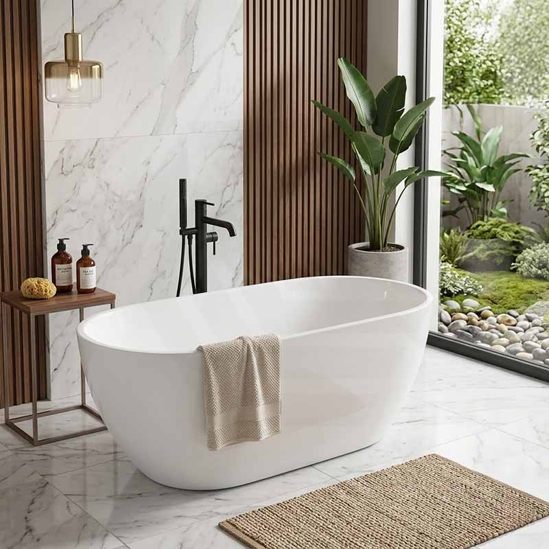 Stella Oval Bathtub Freestanding Acrylic NO Overflow 1500/1700mm - Variant Colour