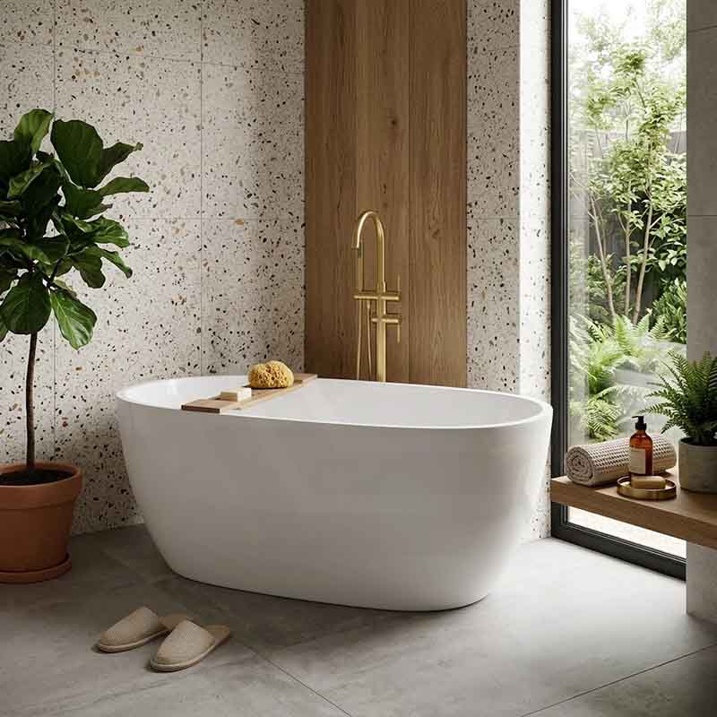 Stella Oval Bathtub Freestanding Acrylic NO Overflow 1500/1700mm - Variant Colour