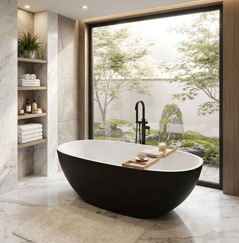 Stella Oval Bathtub Freestanding Acrylic NO Overflow 1500/1700mm - Variant Colour
