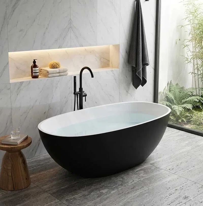 Stella Oval Bathtub Freestanding Acrylic NO Overflow 1500/1700mm - Variant Colour