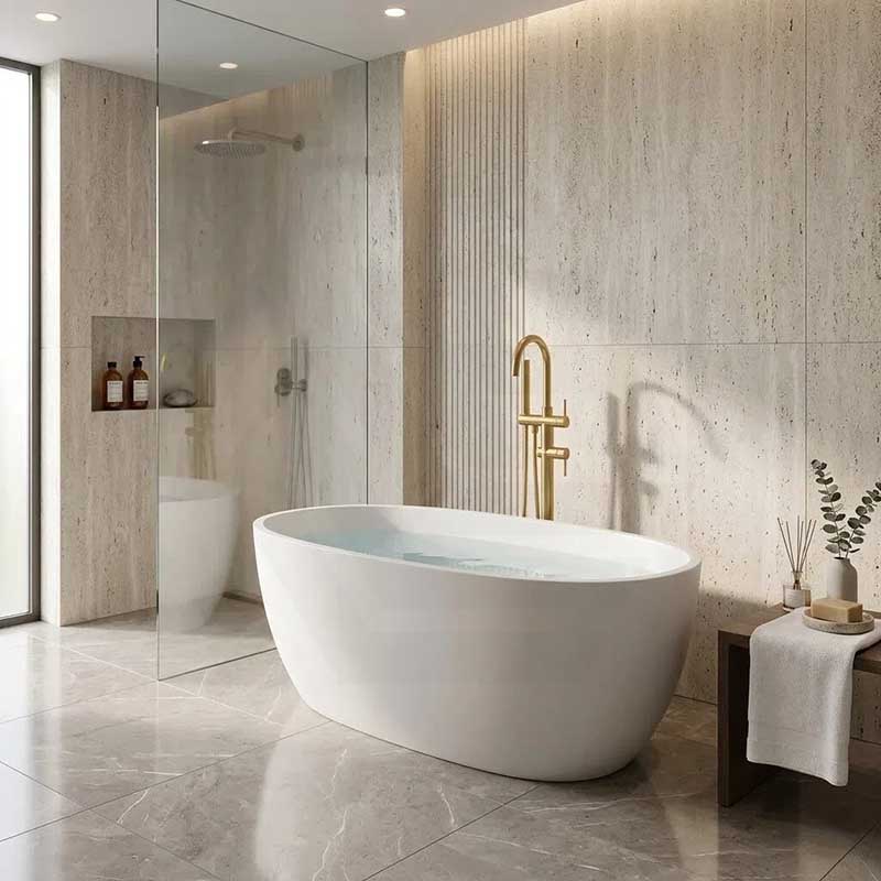 Stella Oval Bathtub Freestanding Acrylic NO Overflow 1500/1700mm - Variant Colour