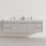 1800mm Wall Hung Vanity Concrete Grey Finish Plywood Cabinet ONLY for Bathroom