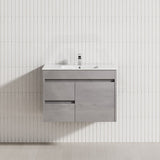 600-1800mm Wall Hung Vanity Concrete Grey Finish Plywood Cabinet ONLY for Bathroom
