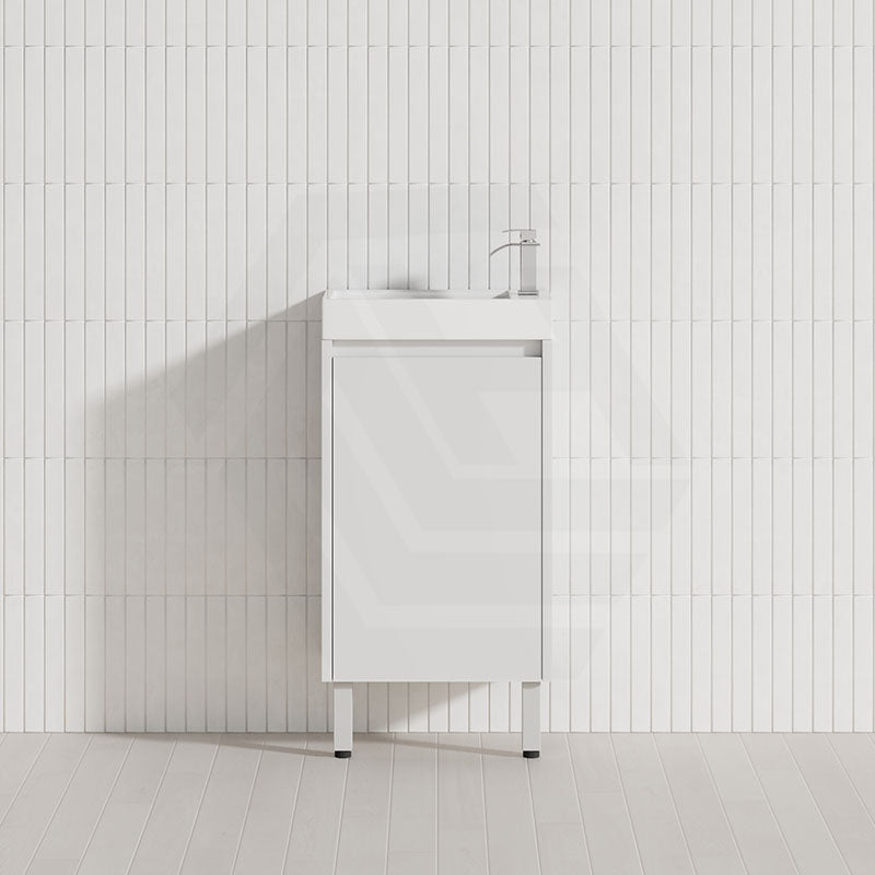 450x250x880mm Freestanding Narrow Bathroom Vanity with Poly Top Left / Right Hand Hinge Polyurethane White PVC