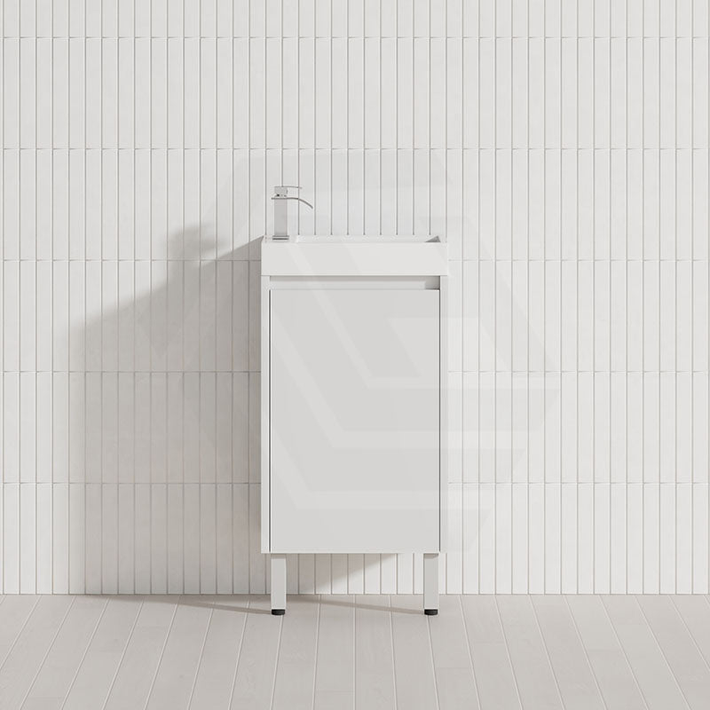 450x250x880mm Freestanding Narrow Bathroom Vanity with Poly Top Left / Right Hand Hinge Polyurethane White PVC