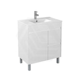750mm Polar Freestanding PVC Vanity with Legs Right Drawers Cabinet ONLY - Gloss White