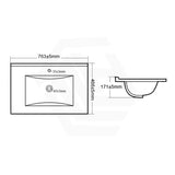 763x466x171mm Vanity Ceramic Top Gloss White with Tap Hole Dimension