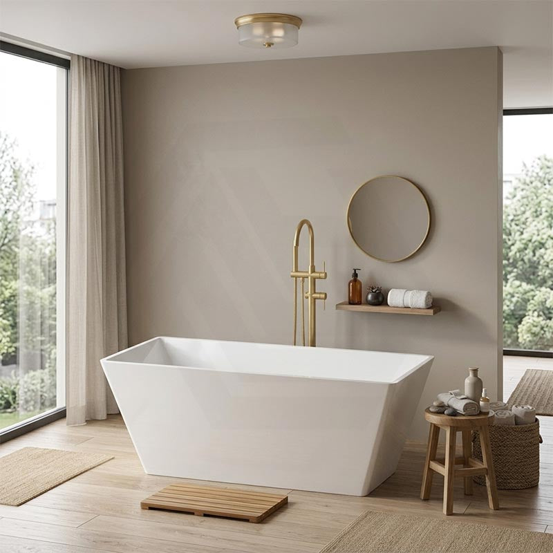Qubist Rectangular Acrylic Freestanding Bathtub NO Overflow 1200/1400/1500/1700mm - Gloss White