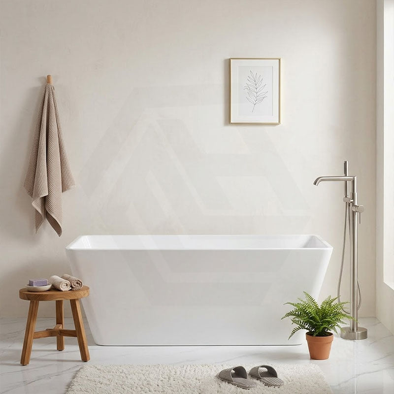 Qubist Rectangular Acrylic Freestanding Bathtub NO Overflow 1200/1400/1500/1700mm - Gloss White