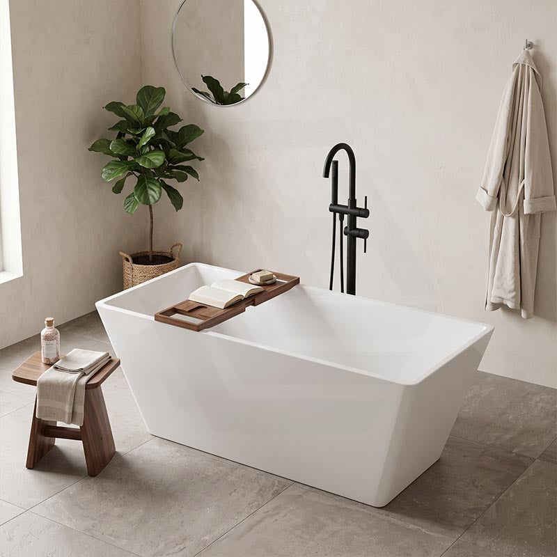 Qubist Rectangular Acrylic Freestanding Bathtub NO Overflow 1200/1400/1500/1700mm - Gloss White